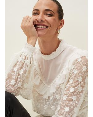 Phase Eight Coralina Embroidered Frill Blouse - Multicolour