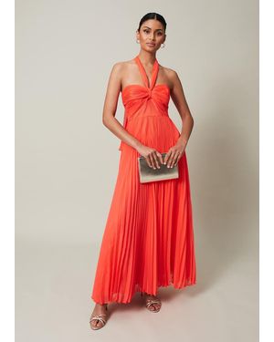 Phase Eight Evangeline Pleated Halterneck Maxi Dress - Red