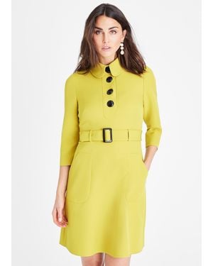 Phase Eight Adie Button Detail Dress - Yellow
