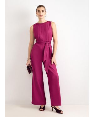 Phase Eight Petite Janine Satin Wide Leg Jumpsuit - Pink
