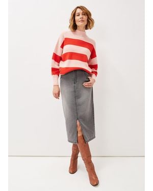 Phase Eight Aubrey Denim Midi Skirt - Red