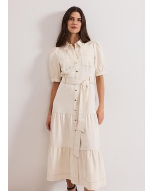Phase Eight Danah Denim Tiered Dress - Natural