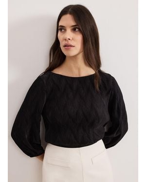 Phase Eight Sally Wave Textured Top - Black