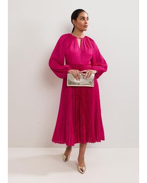Phase Eight Petite Faye Textured Pleat Dress - Pink