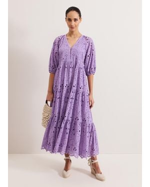 Phase Eight Lorhna Broiderie Midaxi Dress - Purple