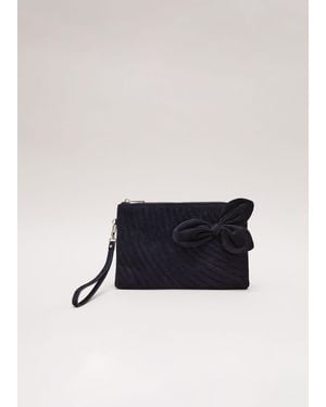 Phase Eight Suede Structured Bow Clutch Bag - Blue