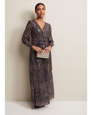 Phase Eight Petite Amily Sequin Maxi Dress - Metallic