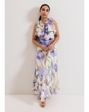 Phase Eight Petite Rachel Printed Textured Maxi Dress - White