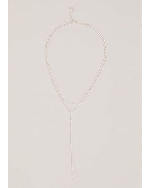 Phase Eight Sparkle Dangle Lariat Necklace - White