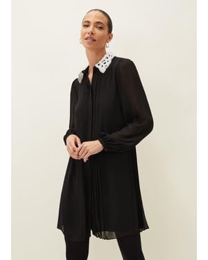 Phase Eight Norah Collar Detail Swing Dress - Black