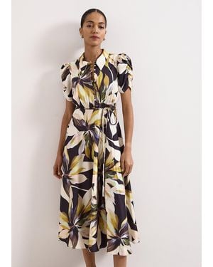 Phase Eight Petite Bella Printed Shirt Dress - White