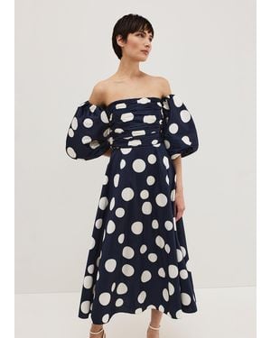 Phase Eight Marilyn Spot Off Shoulder Midi Dress - Grey