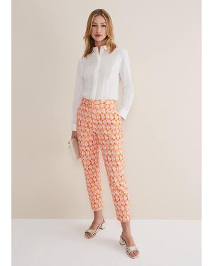 Phase Eight Elysia Geo Cigarette Trousers - Natural