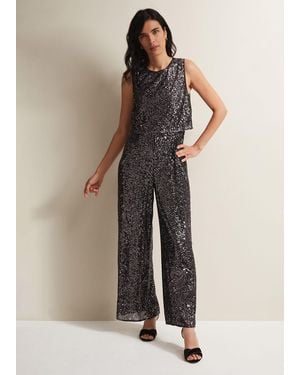 Phase Eight Aubrey Sequin Wide Leg Jumpsuit - Grey