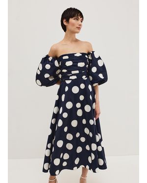 Phase Eight Marilyn Spot Off Shoulder Midi Dress - Grey