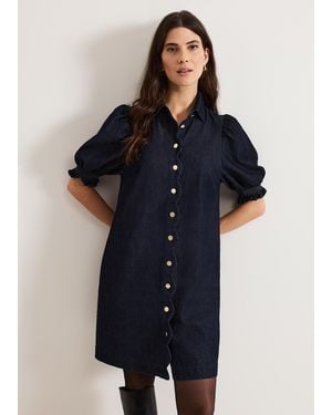 Phase Eight Candice Denim Scallop Dress - Blue