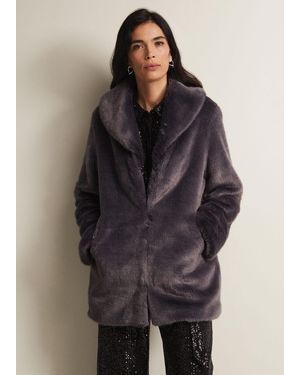 Phase Eight Meg Faux Fur Coat - Blue