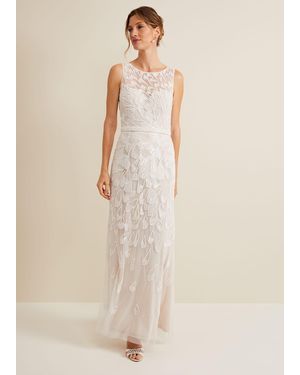 Phase Eight 's Beatriz Satin Wide Leg Bridal Trousers - Natural