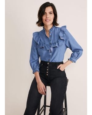 Phase Eight Maryam Ruffle Front Blouse - Blue