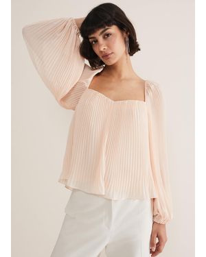 Phase Eight Nysa Pleated Top - Natural