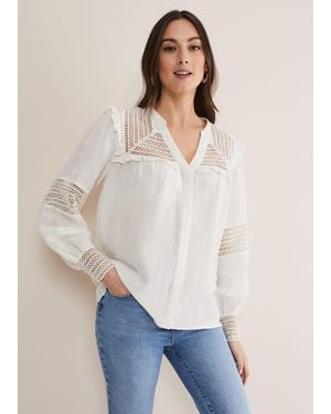 Phase Eight Franki Linen Blouse - White