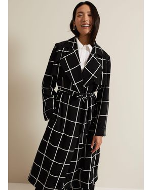 Phase Eight Aspen Check Drape Trench - Black