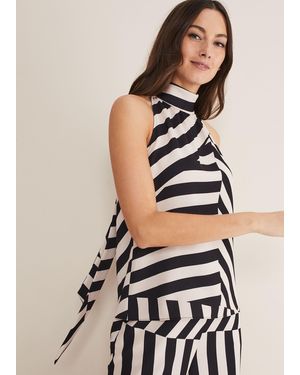 Phase Eight Lana Striped Halter Neck Top - White