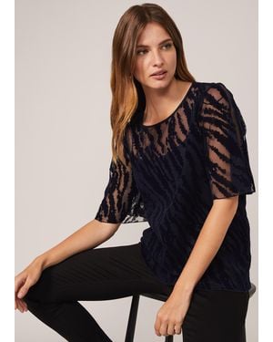 Phase Eight Harriet Textured Flock Top - Black