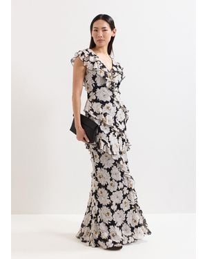 Phase Eight Eva Floral Ruffle Printed Maxi Dress - Green