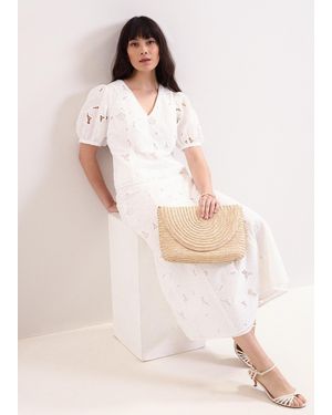 Phase Eight Marina Seamed Lace Midi Skirt - Natural