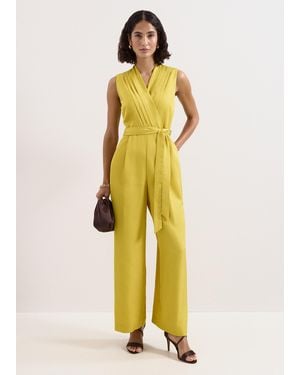 Phase Eight Taylor Sleeveless Satin Wide Leg Jumpsuit - Yellow