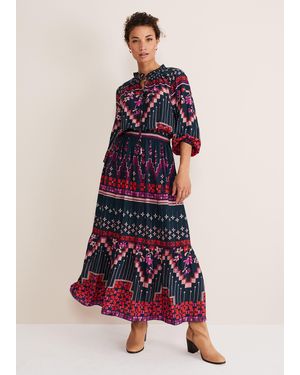 Phase Eight Asa Tile Print Midaxi Dress - White
