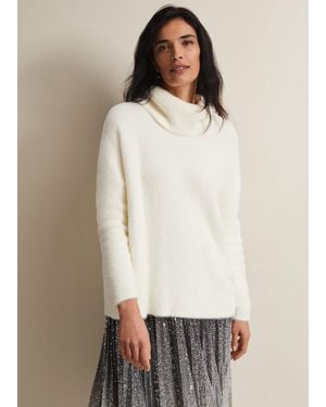 Phase Eight Natalia Fluffy Roll Neck Knit - Natural