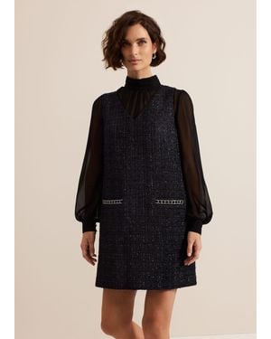 Phase Eight 's Sabine Navy Tweed Dress - Black