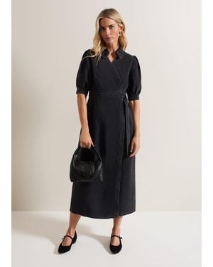 Phase Eight Senita Denim Wrap Dress - Black