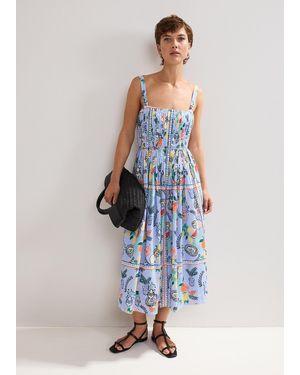 Phase Eight Hariett Pleated Cotton Sundress - Blue