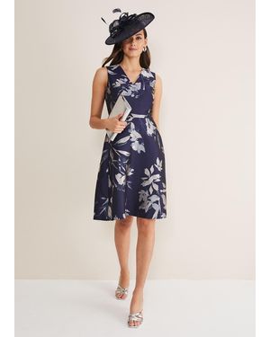 Phase Eight 's Esmeralda Embroidered Fit & Flare Dress - Blue