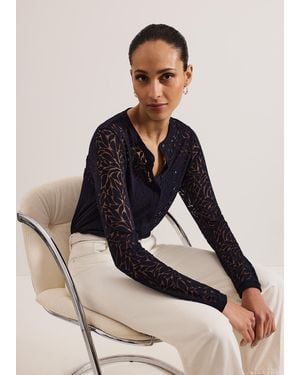 Phase Eight Fern Burnout Top - Blue