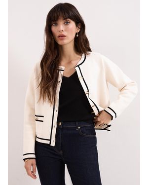Phase Eight Lola Tipped Knitted Jacket - White