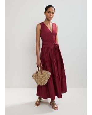 Phase Eight Clarissa Dropped Waist Cotton Midi Dress - Red