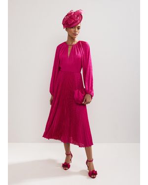 Phase Eight Faye Textured Pleat Dress - Pink