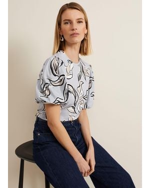 Phase Eight Aaliyah Woven Sleeve Top - Blue