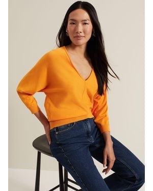 Phase Eight Gina V Neck Batwing Jumper - Orange