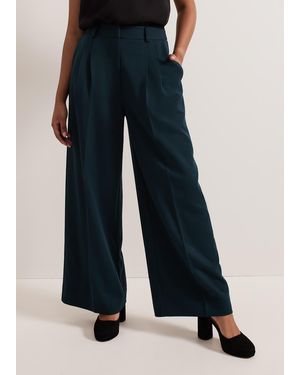 Phase Eight Petite Arabella Pleat Wide Leg Trousers - Blue
