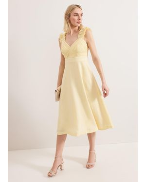 Phase Eight Hannah Linen Fit And Flare Dress - Natural