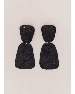 Phase Eight Raffia Square Drop Earrings - Black