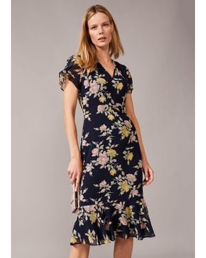 Phase Eight Melissa Floral Tea Dress - Blue