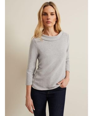 Phase Eight Remy Textured Cowl Neck Top - Grey