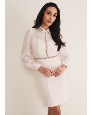 Phase Eight Petite Avah Embellished Bodycon Dress - Natural