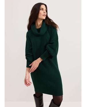Phase Eight Dahlie Knitted Chunky Jumper Dress - Green